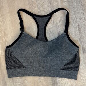 Auden Charcoal and Black Sports Bra-removable straps nursing friendly